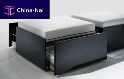 Contemporary pouf LESSfabricrectangularwith storage compartment