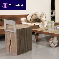 Contemporary stool CUBEwoodencentral base