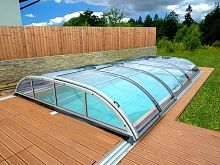 Low swimming pool enclosure ELEGANCE BOXslidingaluminumpolycarbonate