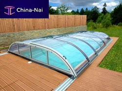 Low swimming pool enclosure ELEGANCE BOXslidingaluminumpolycarbonate