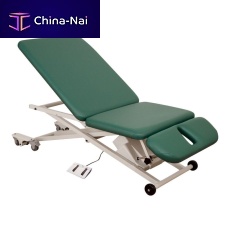 Electric massage table PT300on casterswith adjustable height backrest3-section