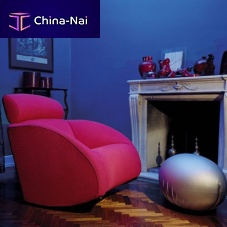 Contemporary armchair MAMAleatherfabricwith removable cover