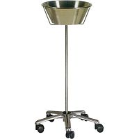 Trolley-mounted surgical basin stand H48.1stainless steel