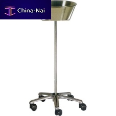 Trolley-mounted surgical basin stand H48.1stainless steel