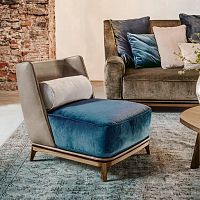 Contemporary fireside chair 430 OPERAleatherfabricwith removable cover