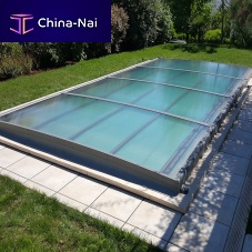 Flat swimming pool enclosure REMOVABLE CURVEDretractablealuminummanual
