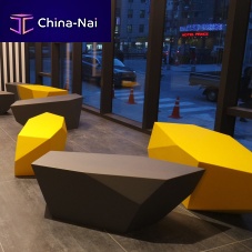 Original design public bench Rock Elementscoated foamwithout backrestwithout armrests