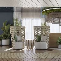 Contemporary armchair GALAPAGOS ICONIC 900fabricwoodenwith removable cushion