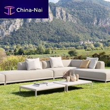 Contemporary coffee table ALUZEN SOFT / P73_Oglasssandstonelacquered aluminum base