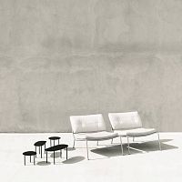 Contemporary fireside chair FROGfabricropestainless steel