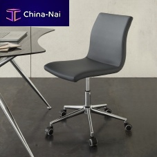 Contemporary chair S40.DINAindoorleatherchromed metal base