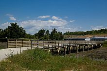 Wooden bridge glue-laminated woodpedestrian