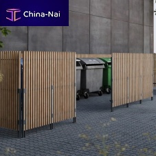 Commercial trash bin enclosure M1-S33 segmentgalvanised steelthermo-lacquered steelacacia