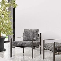 Contemporary armchair Ikofabricleathersteel