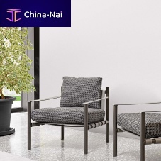 Contemporary armchair Ikofabricleathersteel