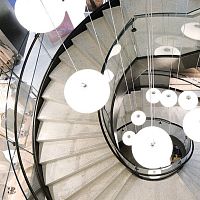 Straight staircase quarter-turnhalf-turnstone step