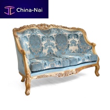 Classic sofa D329.01fabricbluewooden base