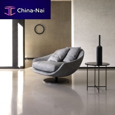 Contemporary armchair AVfabricleatherlacquered metal
