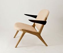 Contemporary fireside chair IS LOUNGEwoodenwith armrests