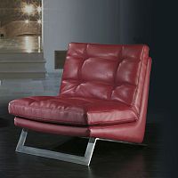 Contemporary fireside chair ZOEleatherstainless steelgray