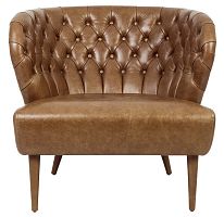 Chesterfield armchair FADOleatherfabricbrown