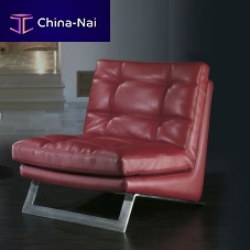 Contemporary fireside chair ZOEleatherstainless steelgray