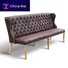 Chesterfield upholstered bench ROXYfabricbeech baseoak