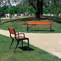 Contemporary garden chair BASICurbanexotic woodcast iron base