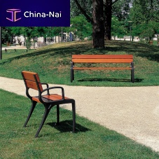 Contemporary garden chair BASICurbanexotic woodcast iron base