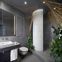 Fixed shower screen ICE NUGGETcurvedtempered glasscommercial
