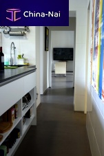 Contemporary kitchen LUCEM Chocconcreteislandwith handle
