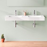 Wall-mounted washbasin NEW YORKstone resindoublerectangular