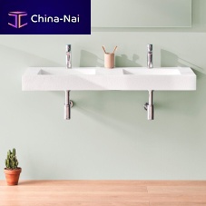Wall-mounted washbasin NEW YORKstone resindoublerectangular