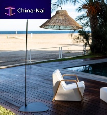 Floor-standing lamp NIZAlacquered metalnatural fibercontemporary