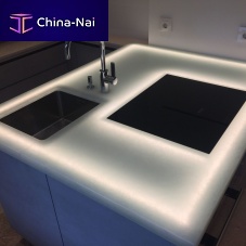 Glass countertop CREMEwhitepolishedsmooth