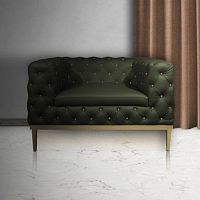 Chesterfield armchair BROADWAYvelvetleatherpolished brass
