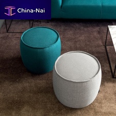 Contemporary pouf MUFFINfabricleatherround