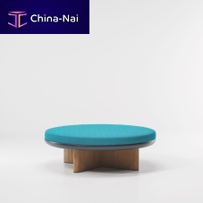 Contemporary ottoman CALAacrylic fabricteakround