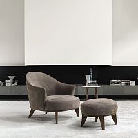 Contemporary armchair ALASIAfabricwoodenwith footrest