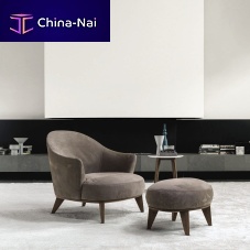 Contemporary armchair ALASIAfabricwoodenwith footrest