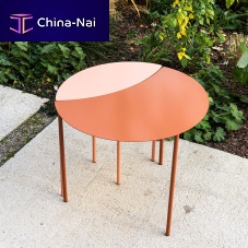 Contemporary dining table LEAF stainless steelstainless steel baseround