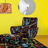 Contemporary armchair fabricmetalmulti-color