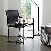Contemporary chair Mirtoindoorleathercast aluminum base