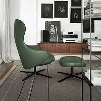 Contemporary relaxing armchair Dua Relaxleatherfabricwith footrest
