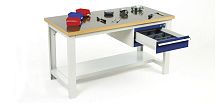 Wooden workbench max. 1 200 kg | Cubio seriesmodularmulti-drawer