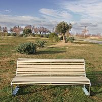 Contemporary garden bench MOKO ECOgalvanised steelPVCwith backrest