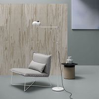 Contemporary fireside chair LIBROleatherfabriclacquered metal
