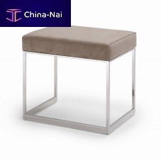 Contemporary stool Squat leatherstainless steel basesled base
