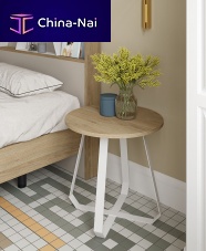 Contemporary bedside table Tama laminatemetal baseround