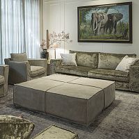 Contemporary ottoman CROSSfabricleathersquare